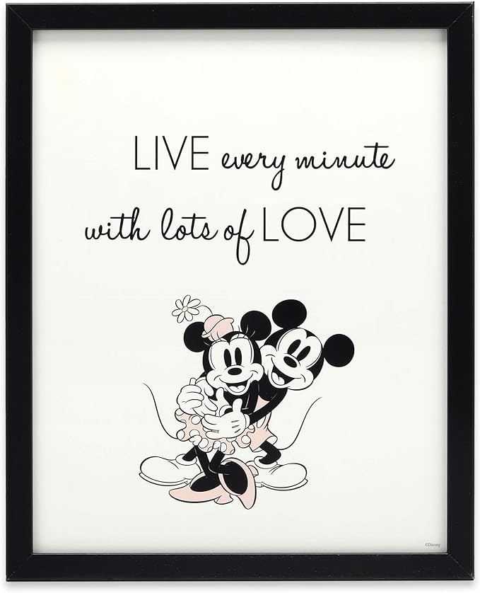 Disney Mickey and Minnie Nostalgic Framed Wood Wall Decor - Live Every Minute With Lots of Love