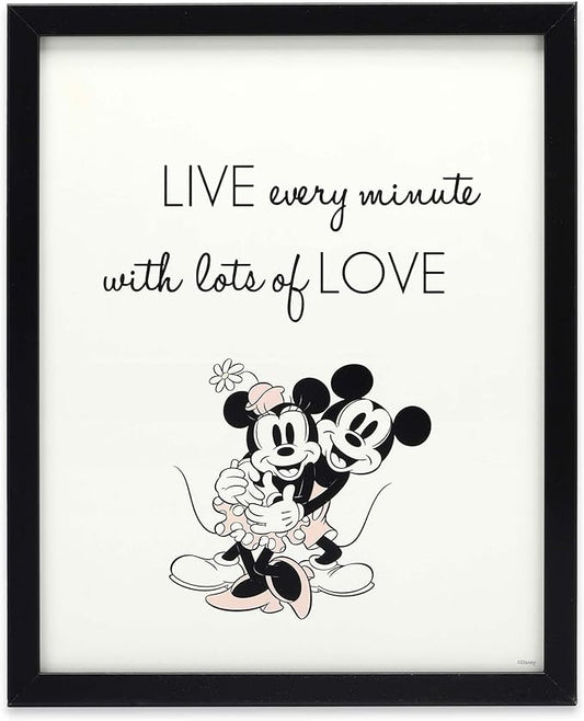 Disney Mickey and Minnie Nostalgic Framed Wood Wall Decor - Live Every Minute With Lots of Love