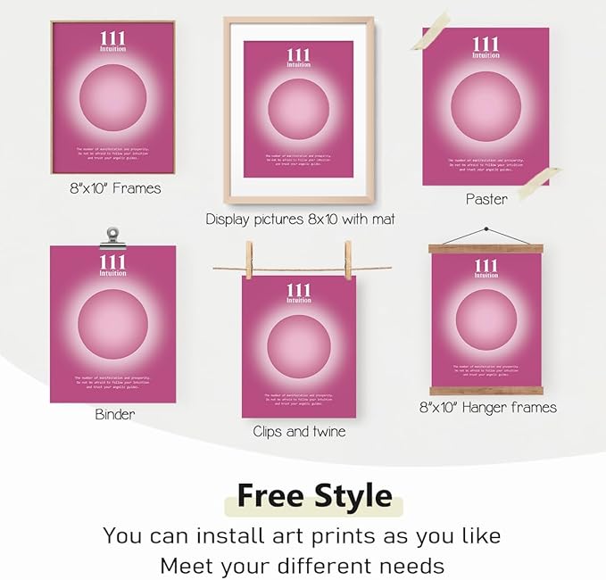 PLKMN Y2K Posters Set of 4, Pink Aura Energy Wall Decor, Gradient Feminine Art Prints for Girls Bedroom, Dorm Room Decoration, 8x10 Inch, Unframed