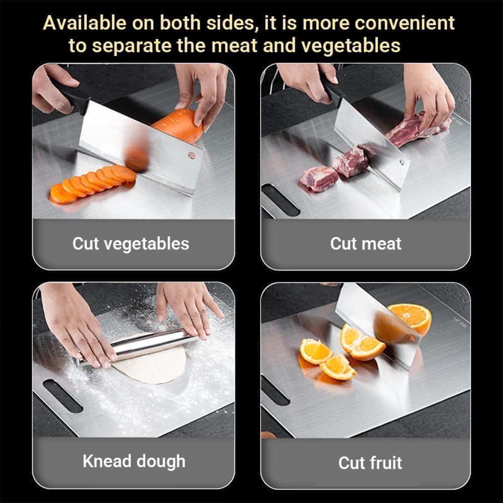 Titanium Cutting Board,100% Pure Titanium Cutting Boards for Kitchen, 2025 Double Sided Food-Grade Chopping Board for Cutting Meat Vegetable Fruit (14"L x 10"W)
