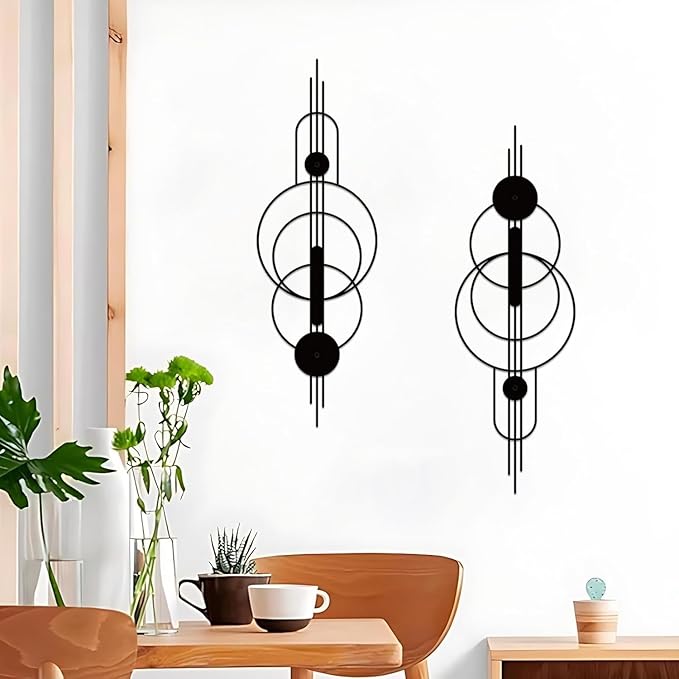 ruelen 2 Pcs Small Metal Abstract Wall Art, Modern Minimalist Wall Decor Single Line Art Metal Vertical Wall Decor Geometric Wall Hanging Sculptures for Home Bedroom Living Room, 31.5 x 10.24 Inch