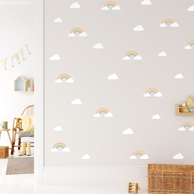 Pastel Rainbow - Easy-to-Apply & Removable Wall Stickers: Transform Your Toddlers Bedroom with Durable, Vibrant Peel-and-Stick Wall Decor – Stickers for Kids