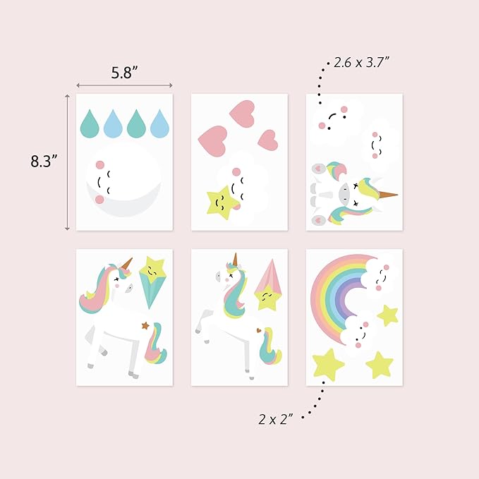 Unicorn Wall Decals - Easy-to-Apply & Removable Wall Stickers: Transform Your Toddlers Bedroom with Durable, Vibrant Peel-and-Stick Wall Decor – Stickers for Kids