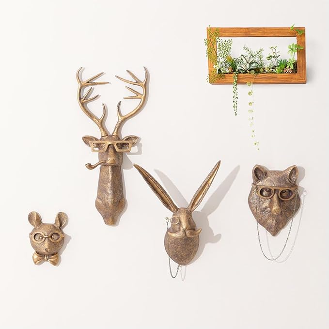 Joogour Head Wall Mount Decor,Resin Animal Sculptures，Art Deco Wall Hanging Decoration for Living Room Bedroom Officeroom Gift (Bear)