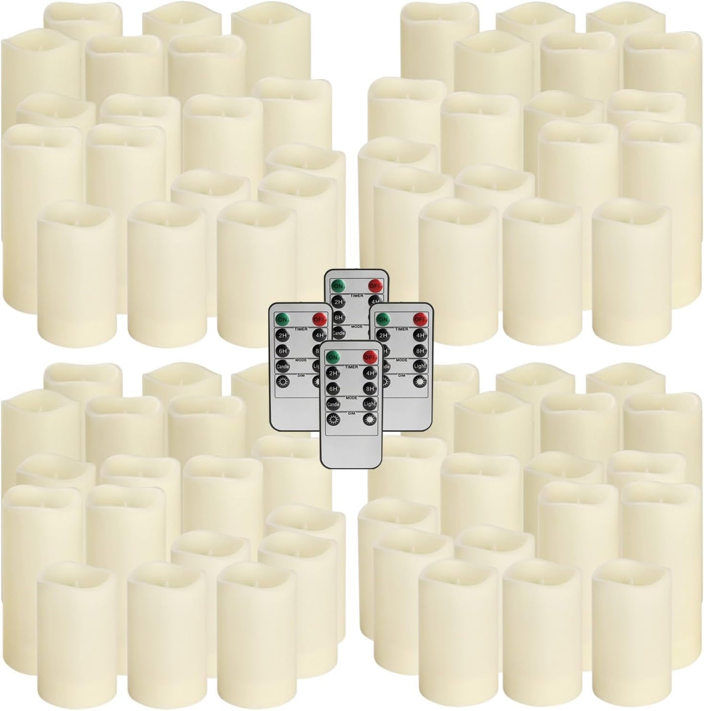 Set of 72 Flameless Led Battery Opeated (D2.2'' x H4''5''6'') Waterproof Outdoor Indoor Candles with 10-Key Remotes and Cycling 24 Hours Timer