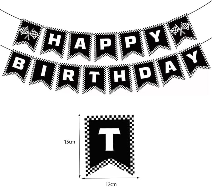 Race Car Birthday Party Streamers Backdrops Decorations, 2 Pcs Checkered Black White Foil Fringe Curtain with Racing Banner Photo Booth Props for Racing Cars One Happy Dude Party Decor Supplies