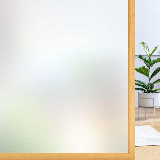 rabbitgoo Window Privacy Film, Frosted Glass Window Clings, Static Cling UV Heat Blocking Door Stickers for Home Bathroom, Removable Indoor Decal Coverings Day and Night, Pure, 29.5 x 157 Inches
