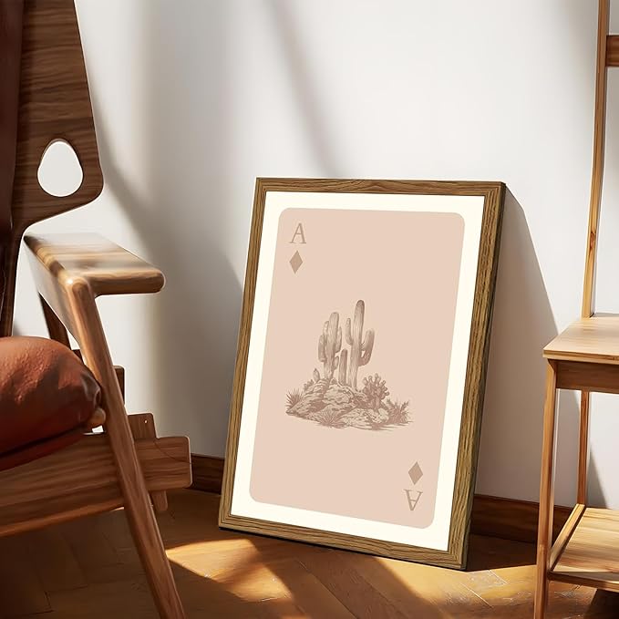 Western Wall Art Set of 3, Vintage Southwestern Cowboy Playing Card Wall Decor Painting, Longhorn Bull Skull and How Lucky Are We Canvas Prints for Bedroom Living Room 12x16 inch Wood Framed