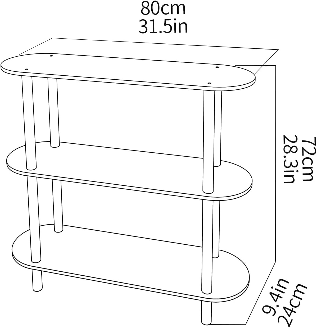 Clear Bookshelf, Acrylic Bookcase with Open Book Shelf for Office Living Room Bedroom (3 Tier Orange)