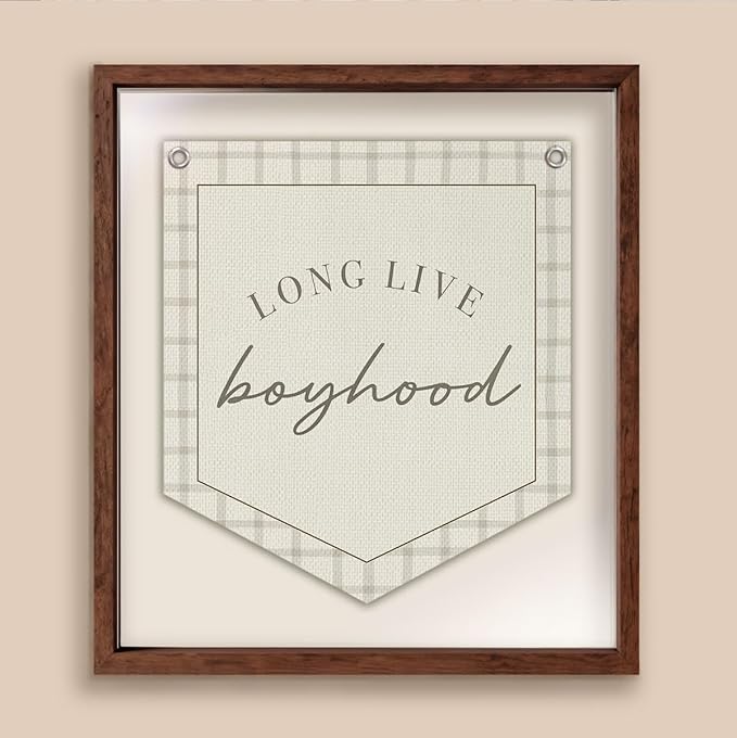 Lacama Long Live Boyhood Banner Vintage Baby Boy Nursery Decor, Baby Boy Room Decor, Vintage Wall Hanging Flag Decor for Nursery Playroom Toddler Room, Boys Room Decor 12x14 lnch