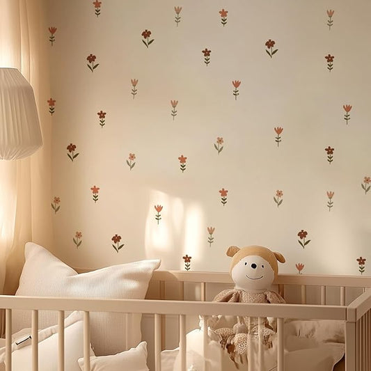QUCHENG Nursery Wall Stickers Boho Kids Room Decor Girls Bedroom Removable Wall Decals Vinyl Murals DIY Cute Decorations 12 Sheets