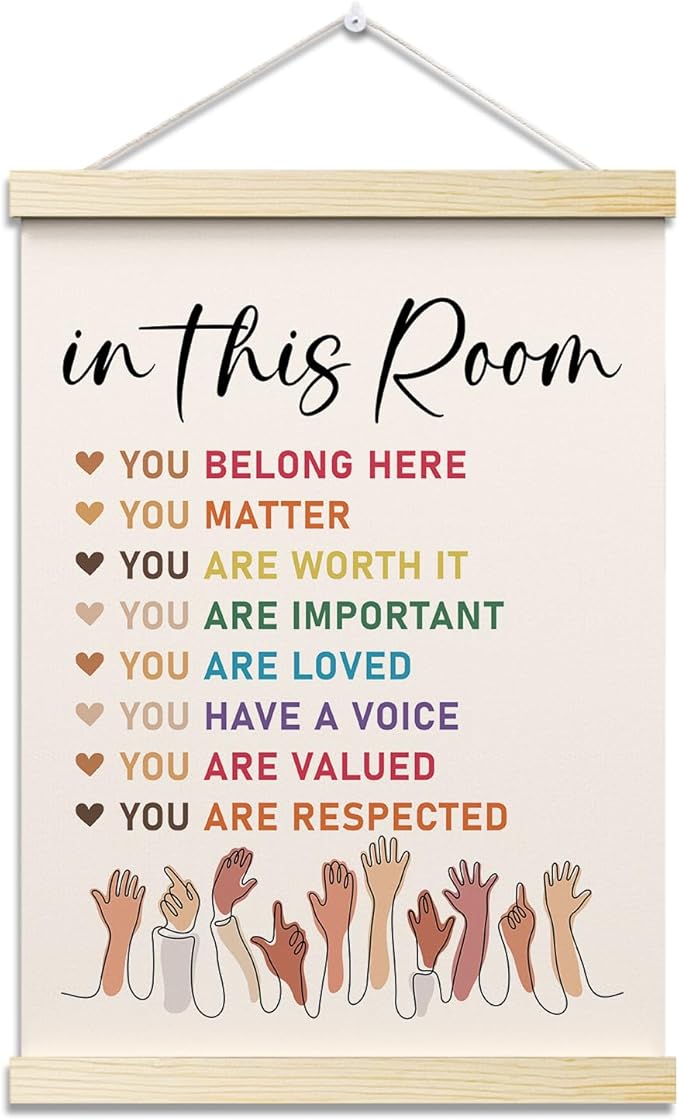 In This Room Posters Hanger Frame for Therapy Office Mental Health Hanging Poster for Nursery Classroom Decor Wall Art Decor for Homeschool Bedroom Kidroom Canvas Wall Art Print 16x12 Inches - YY040