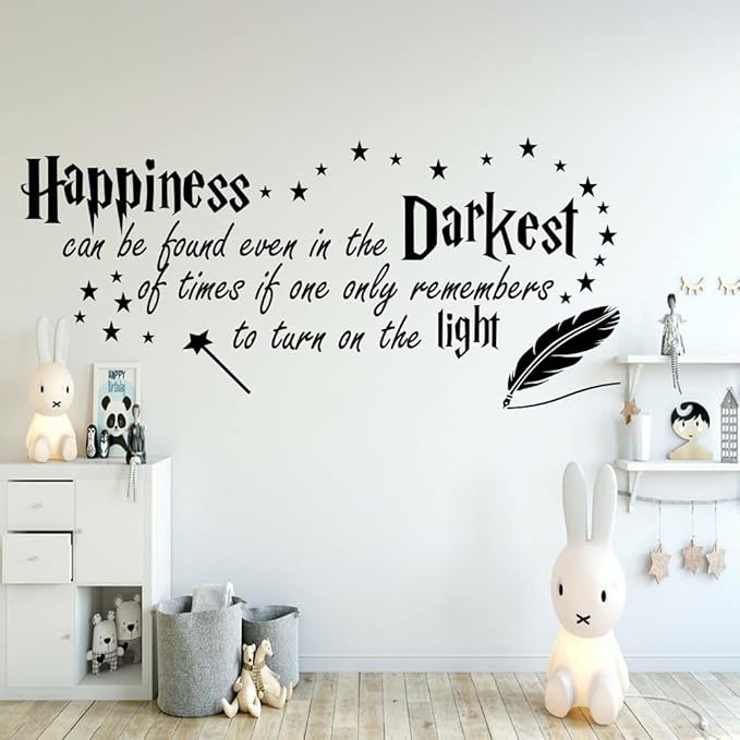 Quote Happiness can be Found Even in The Darkest Wall Sticker Decor Nursery Decal for Kid’s Room
