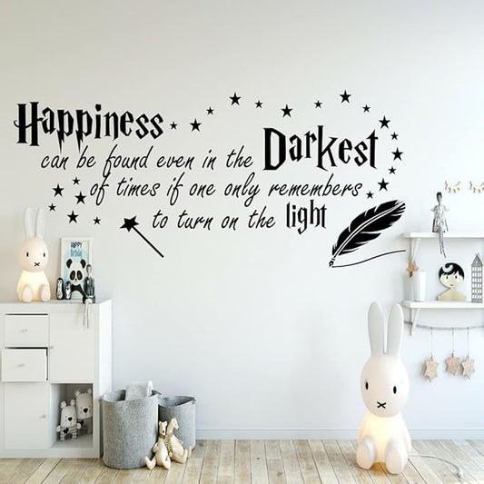 Quote Happiness can be Found Even in The Darkest Wall Sticker Decor Nursery Decal for Kid’s Room