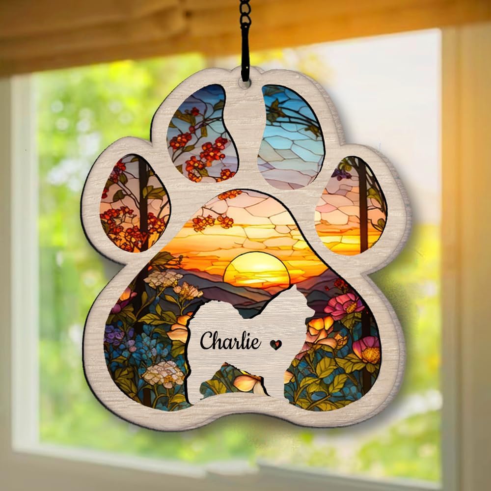 Personalized Samoyed Suncatcher Dog Memorial Gifts, Custom Samoyed Ornament Christmas Tree, Pet Remembrance Gift, Loss of Dog Sympathy Gift, Pets Memorial Ornament, Pet Loss Suncatcher
