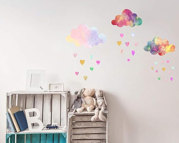 Cloud Wall Decals Heart Wall Decals Removable Peel and Stick Nursery Decal Baby Kids Room Decor