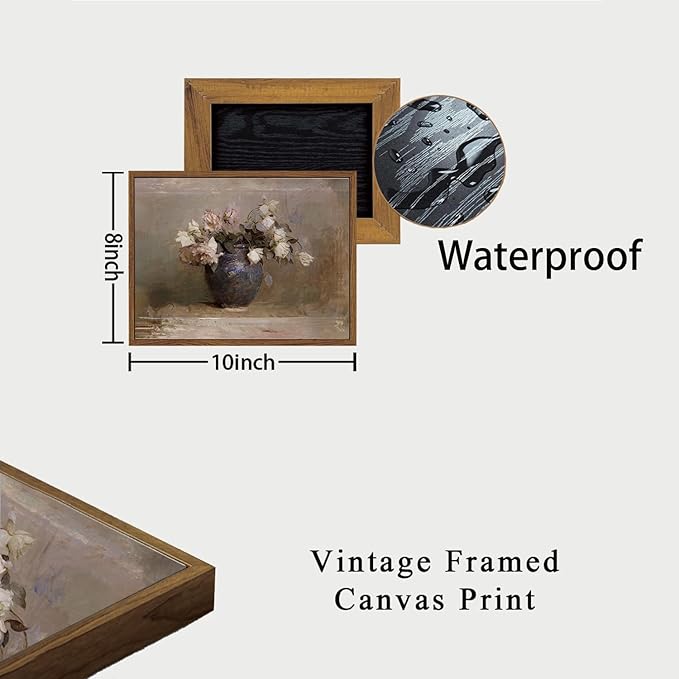 OIQArtOIQ Vintage Landscape Canvas Wall Art Framed Natural Scenery Painting Artwork Prints France Country Wilderness Farmhouse Decor Pictures Kitchen Bedroom Living Room Bathroom