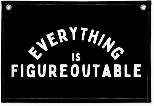 Everything is Figureoutable Inspirational Wall Decor, Motivational Classroom Wall Decor, Classroom Linen Canvas Banner Hanging Flag, 20x30 Inch - Black