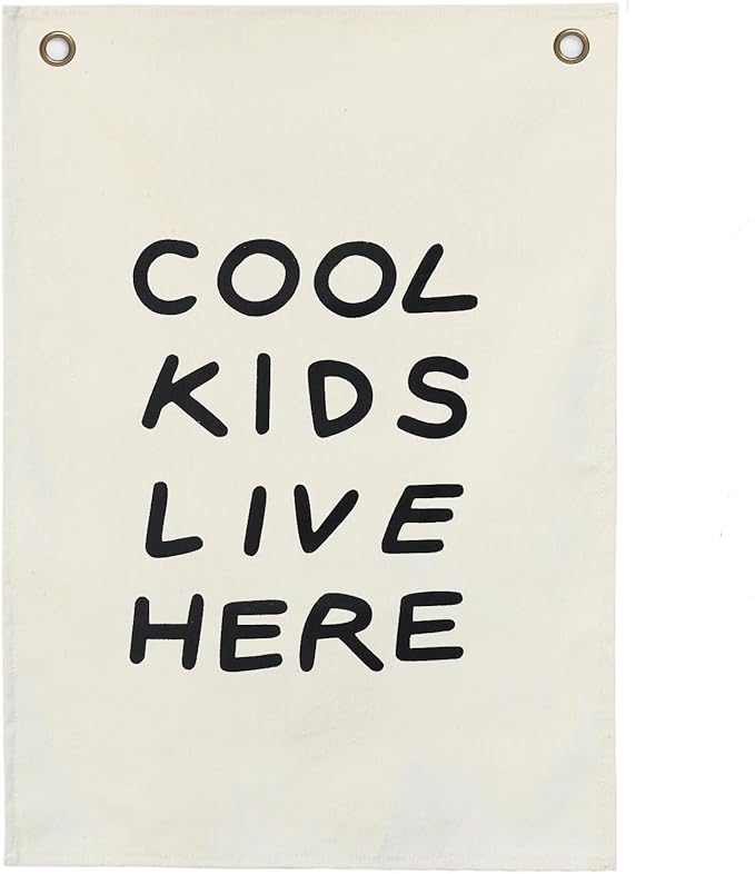 Canvas Banner Hanging Flag Banner for Nursery and Playroom Wall Décor for Kids Trendy Room Décor for Boys and Girls (Coolkids)