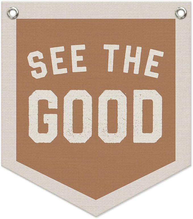 Inspirational See The Good Pennant Flags Playroom, Boy Girl Kids Nursery Decor, Vintage Inspirational Wall Hanging Decor, 12.4x14 in