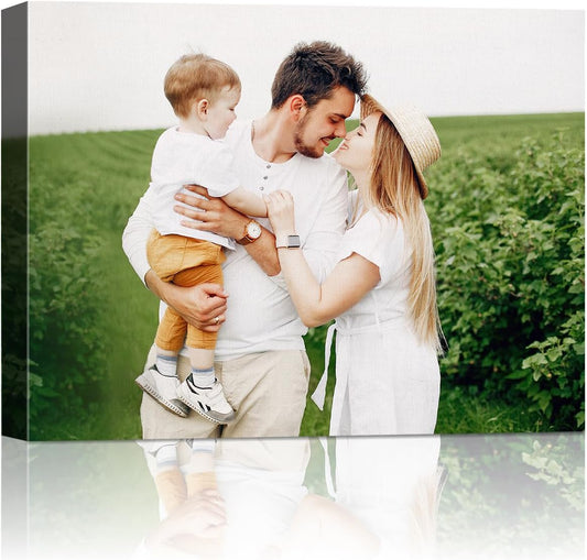 Personalized Custom Canvas Wall Art, Custom Canvas Prints with Your Photos for Living Room, Bedroom, Wedding Pet Baby Family Photo Framed Wall Art, Customized Photo Gift for Family，Friend，Lover，Pet (32L" x 24W")