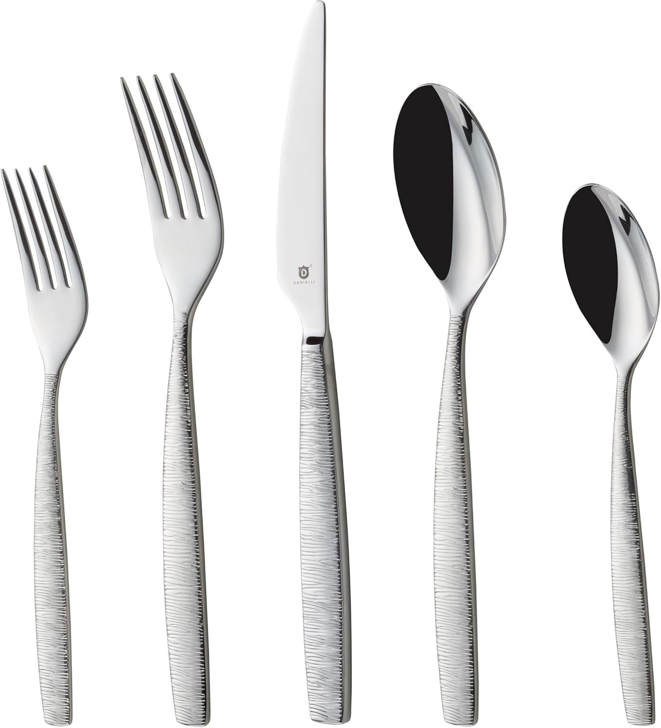 Premium 18/10 Stainless Steel Flatware – Fidenza, Fidenza Hammered, Marettimo, Marettimo Hammered, and Mezzano Engraved collections (30-Piece, Mezzano Engraved)
