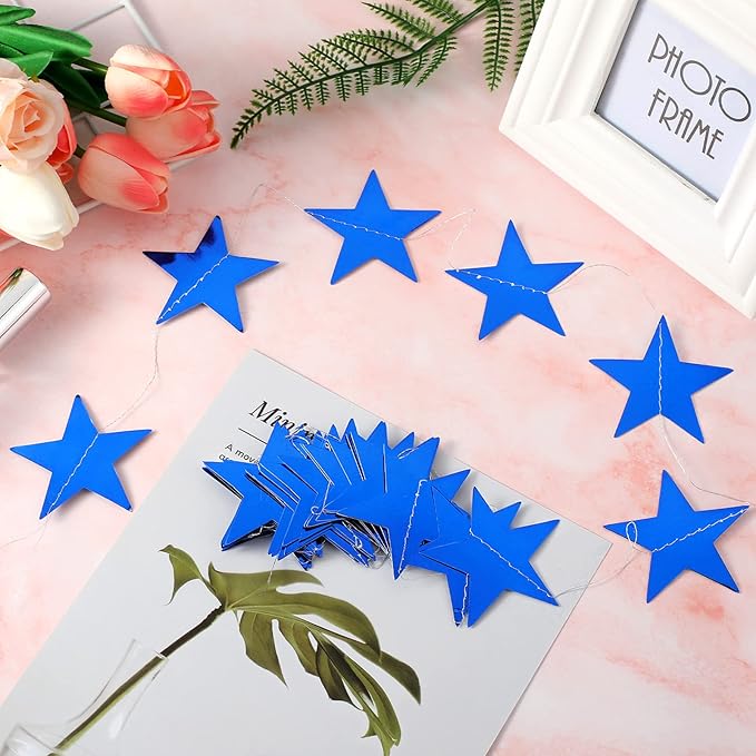 Patelai Glitter Star Garland Banner 2026 Graduation Decor 130 Feet Star Hanging Banner Twinkle Backdrop for Party Birthday Classroom Wedding Supplies(Royal Blue)