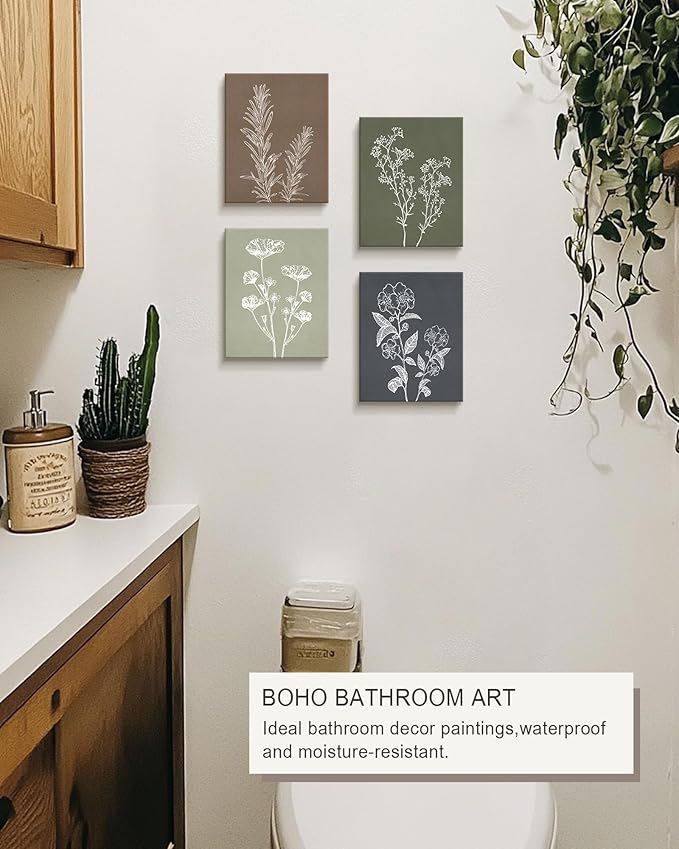 Drsoum Botanical Wall Art Framed Boho Wall Art Decor Wooded Minimalist Vintage Print Modern Rustic Farmhouse Home Kitchen Decor 8x10inx6pcs