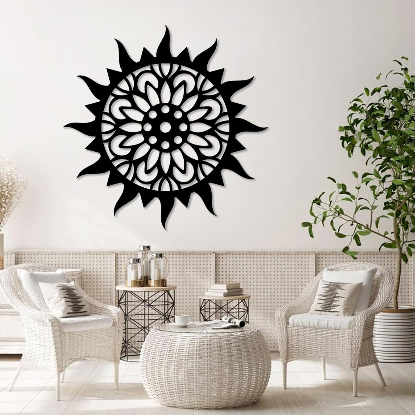 Sunburst Metal Wall Decor, Unique Sun Flower Design, Outdoor & Indoor Wall Art for Living Room, Bedroom, or Patio, Home Decor (Gold, 24"x24"|60x60cm)