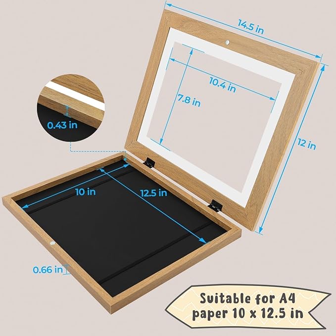 Golden State Art, 10x12.5 Kids Art Frames, Front-Opening Picture Frame Great for Kids Drawings, Artworks, Children Art Projects, Schoolwork, Home or Office (Brown Set of 2)