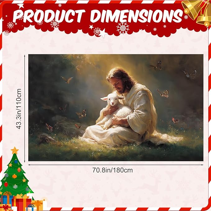 Jesus Lamb Backdrop 71x43Inch Christmas Banner Nativity Xmas Decorations Party Decor Christmas Photo Backdrop