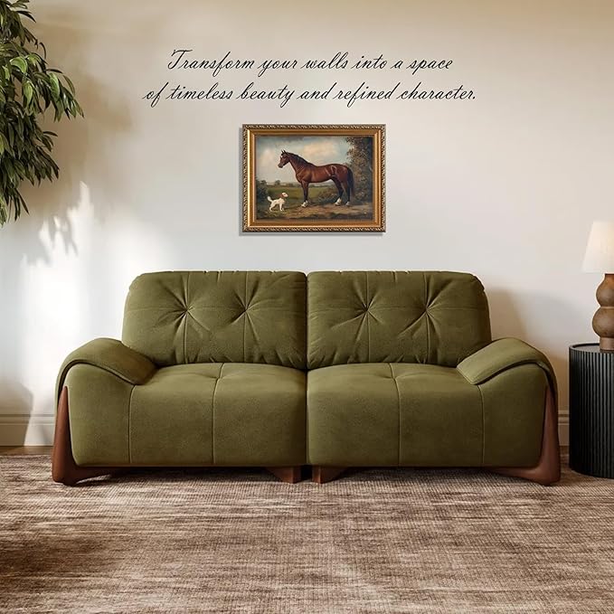 ASTRDECOR Classic Horse Wall Art Prints, Vintage Rustic Farmhouse Country Wall Decor, Vintage Western Canvas Prints, Antique Picture Frame Oil Painting for Living Room, Office, Bedroom - 12x16Inch