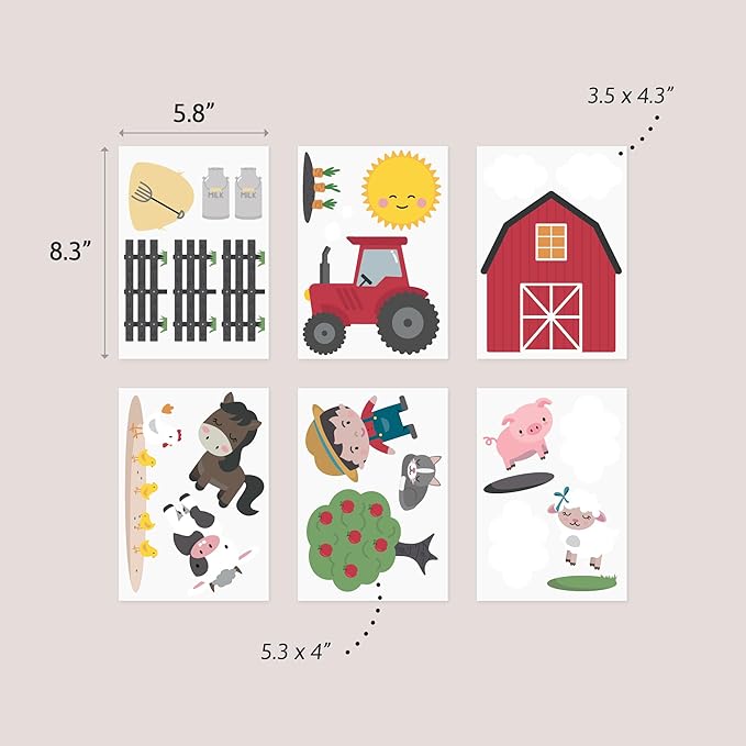 Farm Life Decals - Easy-to-Apply & Removable Wall Stickers: Transform Your Toddlers Bedroom with Durable, Vibrant Peel-and-Stick Wall Decor – Farm Stickers for Kids