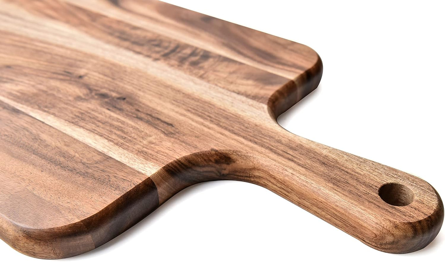Acacia Wood Cutting Board - Wooden Kitchen Cutting Board for Meat, Cheese, Bread,Vegetables &Fruits- Charcuterie Board Cheese Serving Board with Handle,16" x 8.6”