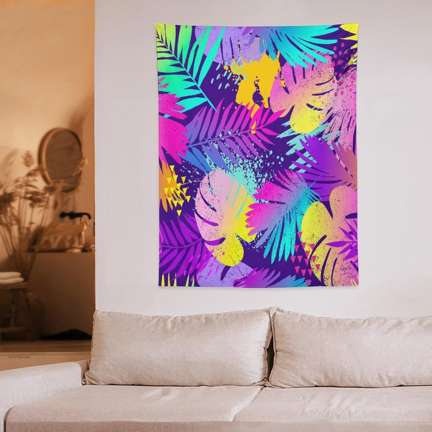 ICMOLYYENLO Palm Leaf Tapestry Wall Hanging, Tropical Leaves Plant Jungle Green Hawaiian Art Home Decor for Guest Bedroom Living Room Dormitory 30" x40