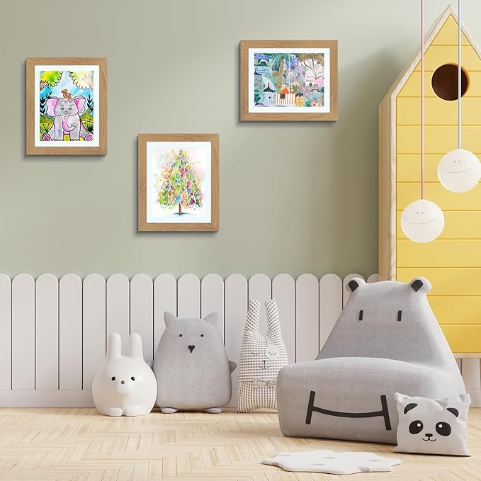 Golden State Art, 10x12.5 Kids Art Frames, Front-Opening Picture Frame Great for Kids Drawings, Artworks, Children Art Projects, Schoolwork, Home or Office (Brown Set of 2)