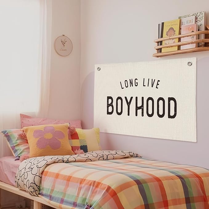 Vintage Linen Banner - Boys Room Decor for Toddler Boy Room Nursery Playroom