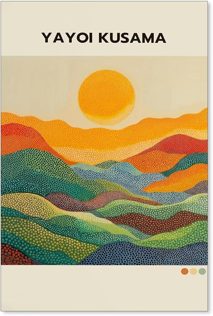 Yayoi Kusama1986 Wall Art Japanese Gallery Exhibition Wall Decor Yayoi Kusama Poster Abstract Landscape Canvas Print for Japanese Home Bedroom Decorations Artwork16x24in Unframed