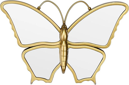 Decorative Butterfly Wall Mirror with Gold Plastic Frame (9.8 x 6.3 inch)