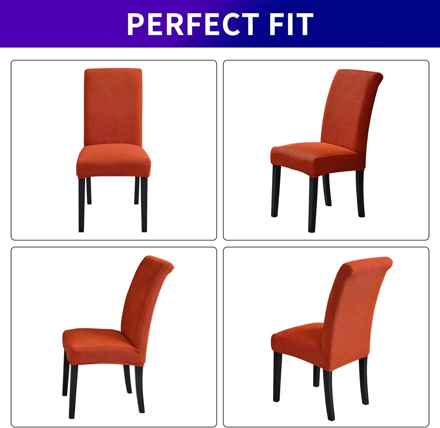 Howhic Stretch Chair Covers for Dining Room Set of 6, Removable Washable Dining Room Chair Covers, Dining Chair Slipcovers Seat Protector, Great for Home and Banquet (Pureed Pumpkin, 6 Pack)