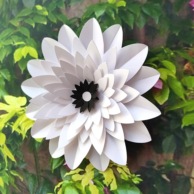 Black White Paper Flower for Wall (11''-7'' Assorted) DIY Floral Party Backdrop Nursery Room Baby Shower Girls Birthday New Year Party Photo Backdrop Pack of 6