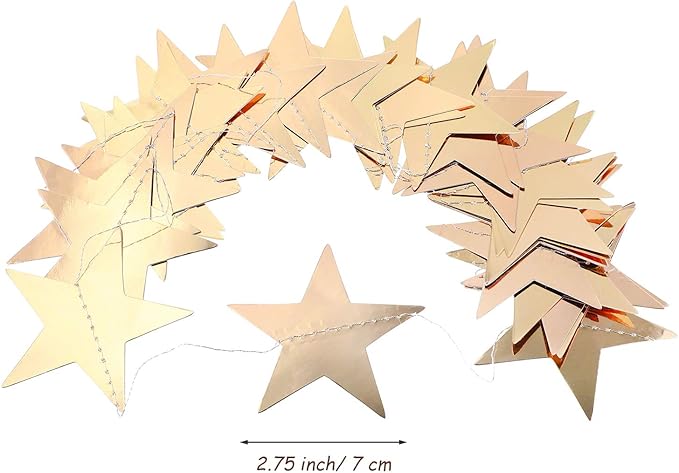 Patelai Glitter Star Garland Banner 2026 Graduation Decor 130 Feet Star Hanging Banner Twinkle Backdrop for Party Birthday Classroom Wedding Supplies(Champagne Gold)