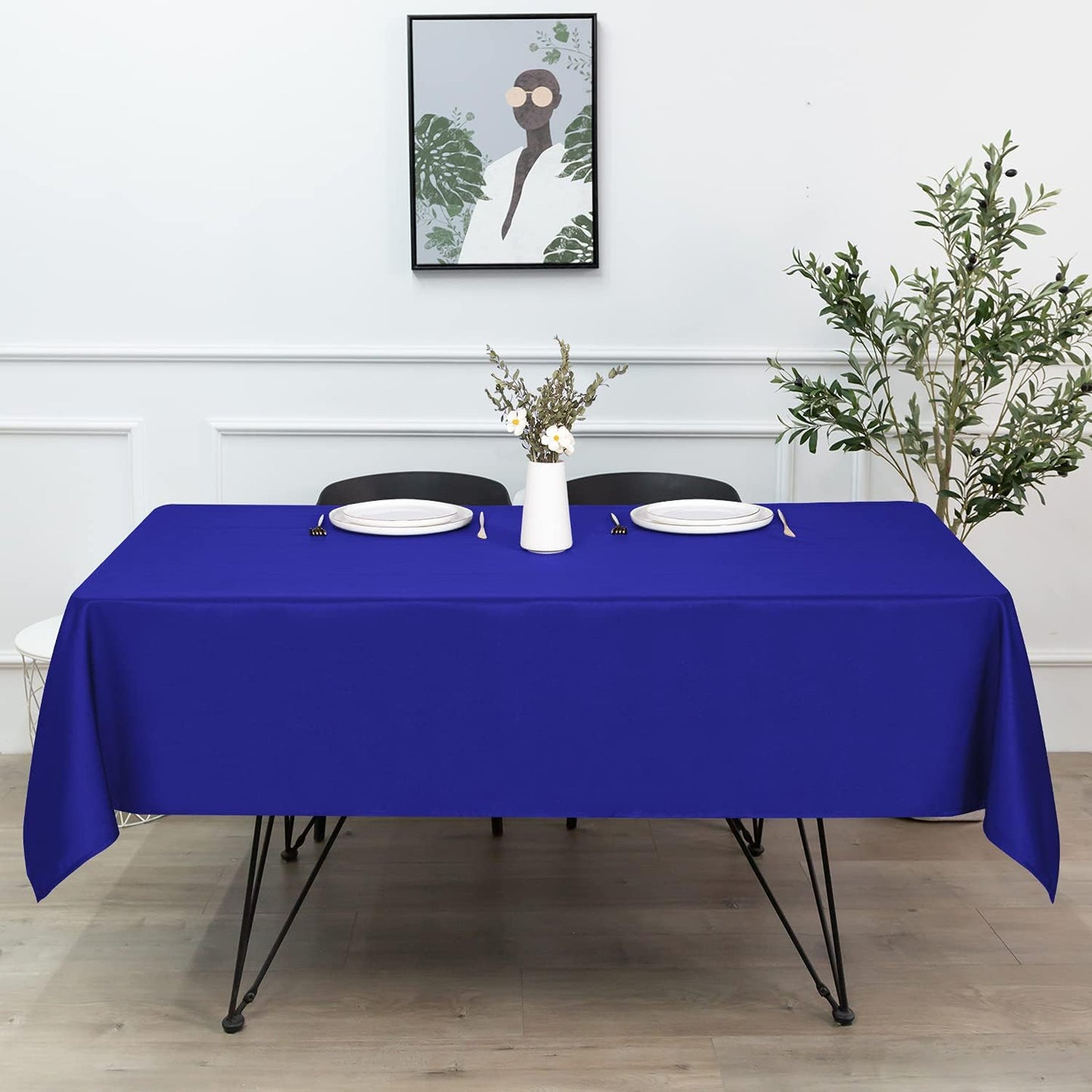 sancua Rectangle Tablecloth - 70 x 90 Inch - Stain and Wrinkle Resistant Washable Polyester Table Cloth, Decorative Fabric Table Cover for Dining Tables, Buffet Parties and Camping, Royal Blue