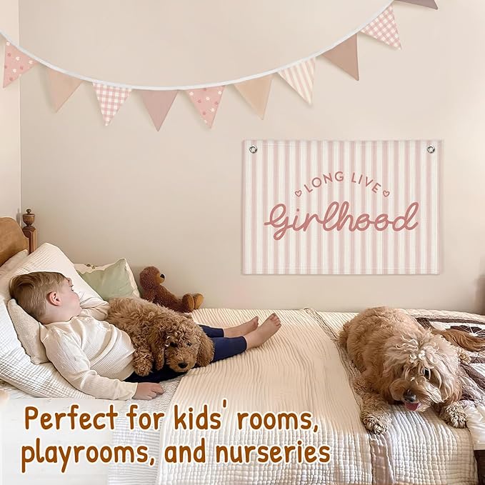 Lacama Nursery Decor Nursery Wall Decor Wildflower Pennant Banner Flags, Girls Room Decor, Boho Flags Playroom Wall Decor Banner for Nursery Baby Shower Birthday Boho Wedding Party Event