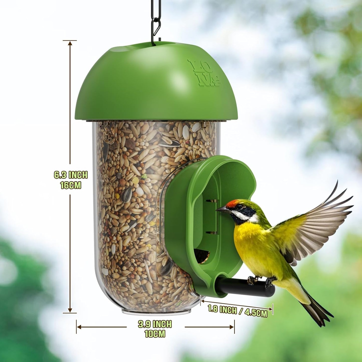 LONA Bird Feeders for Outdoors, Tube Feeder Weatherproof with Multiple Hanging Methods, Wild Bird Feeding Silo for Outside, 1 Port