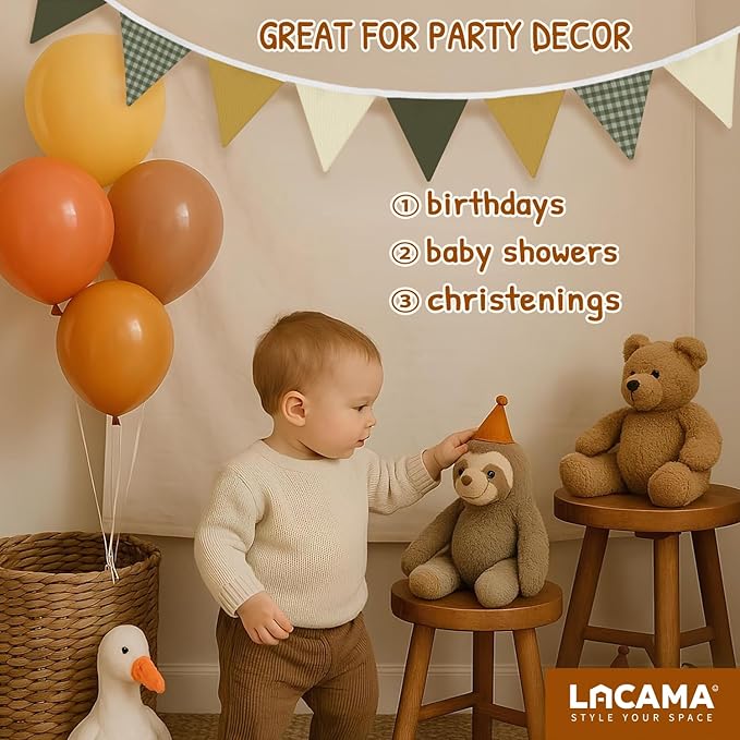 Lacama Nursery Wall Decor Sage Green Pennant Banner Flags, Toddler Boy Room Decor，Retro Green Checkered Garland Triangle Banners,Toddler Boy Room Decor, Bunting Flags for Shower Birthday Party