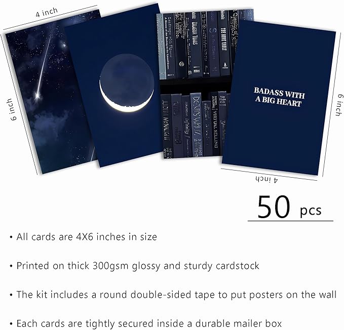 Wall67 Navy Blue Wall Collage Kits, 50 Pcs 4x6 Inch Aesthetic Wall Art Prints, Modern Navy Room Decor for Bedroom, Living Room, Office