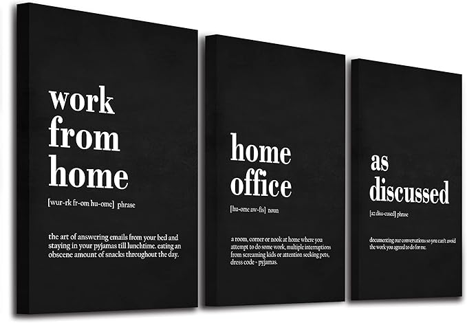 Framed Office Decor Canvas Wall Art - Positive Quote, Motivational Artwork Set of 3 Prints, 12x16inchx3pcs