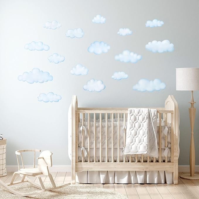 DECOWALL DS9-1702 Clouds Kids Wall Decals Wall Stickers Peel and Stick Removable Wall Stickers for Kids Nursery Bedroom Living Room