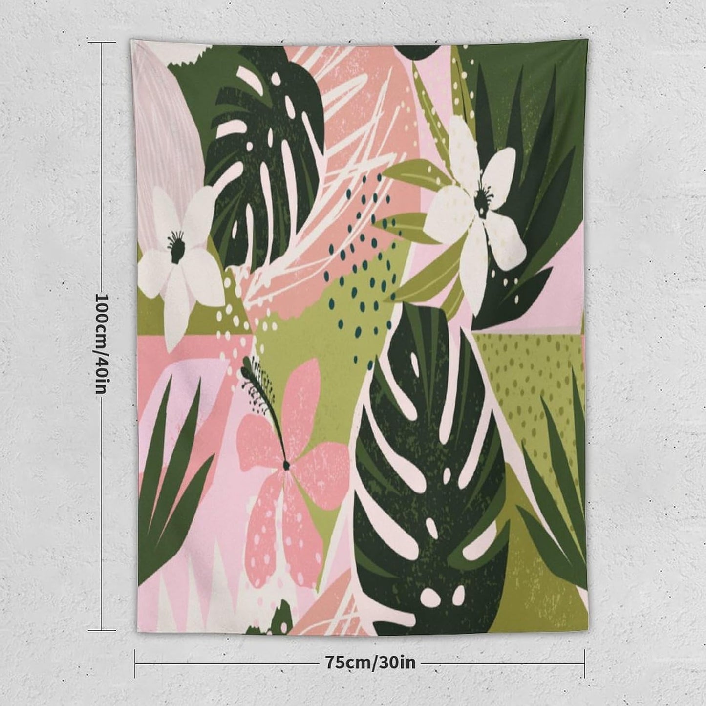 ICMOLYYENLO Tropical Green Plant Tapestry, Green Palm Leaves Natural Landscape Print Wall Tapestry for Bedroom Living Room Dormitory 60x60 Inch
